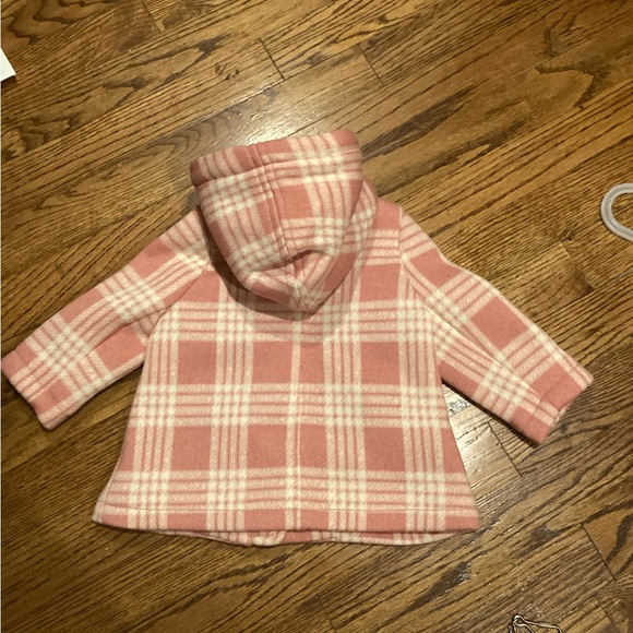 NWOT OLD NAVY GIRLS PINK & IVORY PLAID HOODED COAT SZ. 3-6 M - Picture 14 of 16
